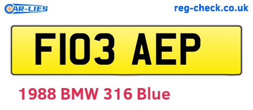 F103AEP are the vehicle registration plates.