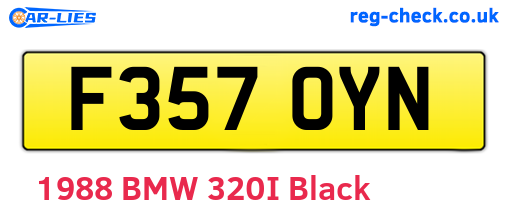 F357OYN are the vehicle registration plates.