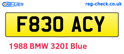 F830ACY are the vehicle registration plates.