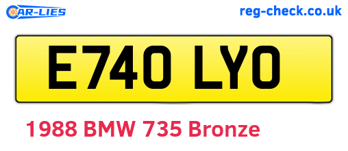 E740LYO are the vehicle registration plates.