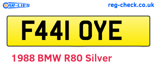 F441OYE are the vehicle registration plates.
