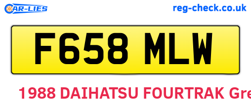 F658MLW are the vehicle registration plates.