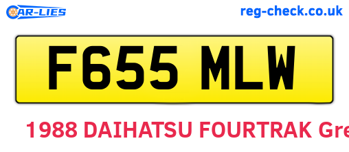 F655MLW are the vehicle registration plates.