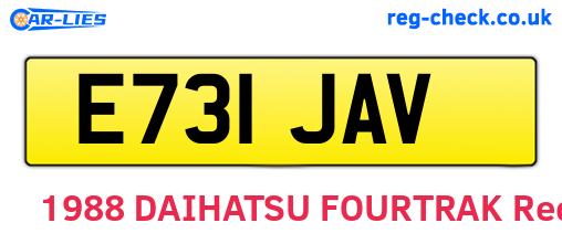 E731JAV are the vehicle registration plates.