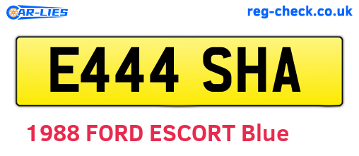 E444SHA are the vehicle registration plates.