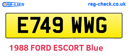 E749WWG are the vehicle registration plates.