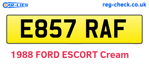 E857RAF are the vehicle registration plates.