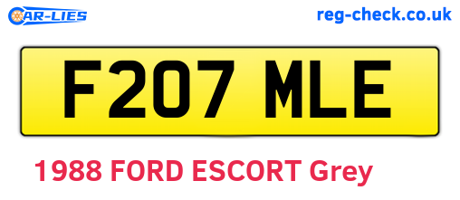 F207MLE are the vehicle registration plates.