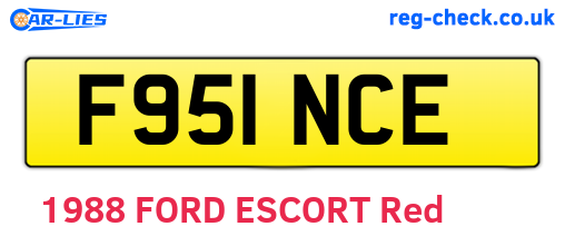 F951NCE are the vehicle registration plates.