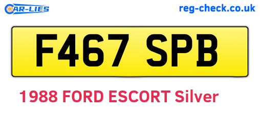 F467SPB are the vehicle registration plates.