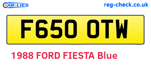F650OTW are the vehicle registration plates.