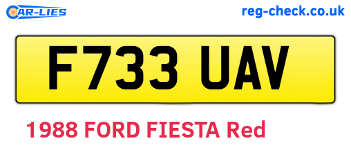 F733UAV are the vehicle registration plates.
