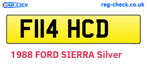 F114HCD are the vehicle registration plates.