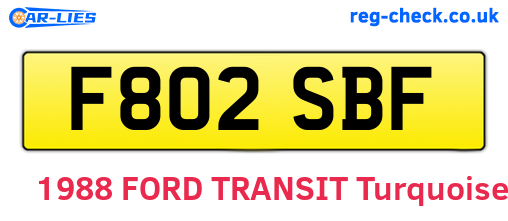 F802SBF are the vehicle registration plates.