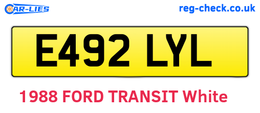 E492LYL are the vehicle registration plates.
