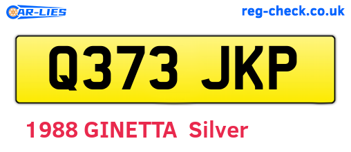 Q373JKP are the vehicle registration plates.