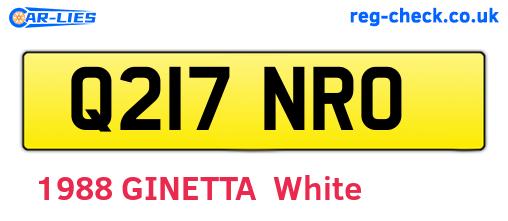 Q217NRO are the vehicle registration plates.