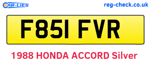 F851FVR are the vehicle registration plates.