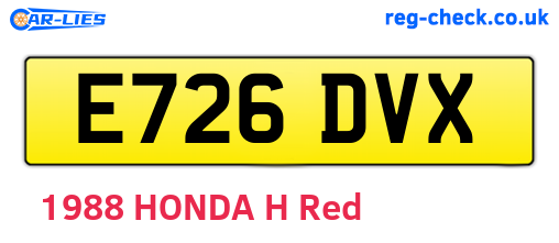 E726DVX are the vehicle registration plates.
