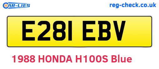 E281EBV are the vehicle registration plates.