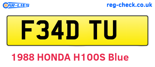 F34DTU are the vehicle registration plates.