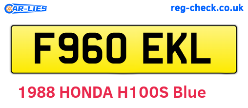 F960EKL are the vehicle registration plates.