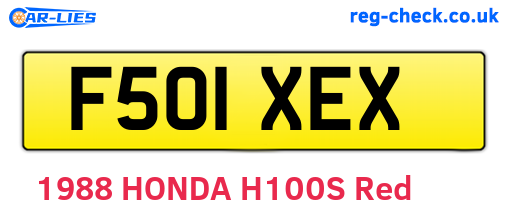 F501XEX are the vehicle registration plates.