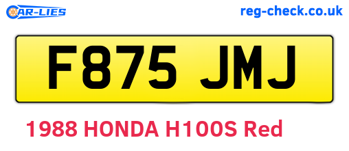 F875JMJ are the vehicle registration plates.