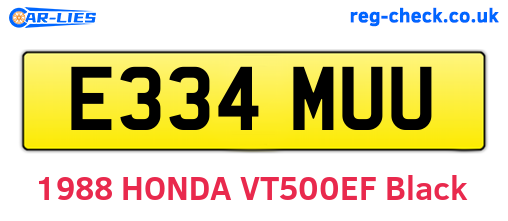 E334MUU are the vehicle registration plates.