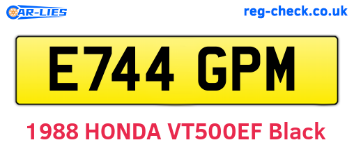 E744GPM are the vehicle registration plates.