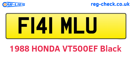 F141MLU are the vehicle registration plates.