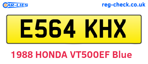 E564KHX are the vehicle registration plates.