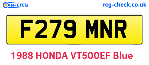 F279MNR are the vehicle registration plates.