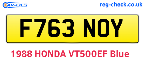 F763NOY are the vehicle registration plates.