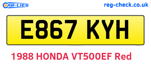 E867KYH are the vehicle registration plates.