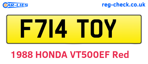 F714TOY are the vehicle registration plates.