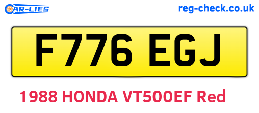 F776EGJ are the vehicle registration plates.