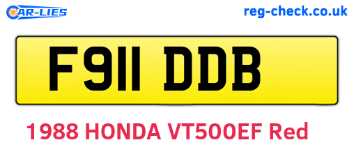 F911DDB are the vehicle registration plates.