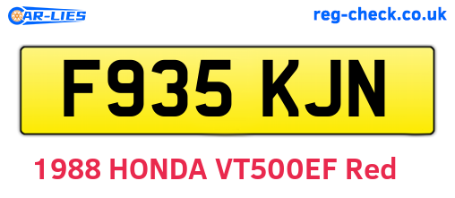 F935KJN are the vehicle registration plates.