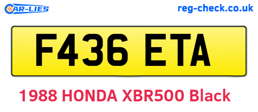 F436ETA are the vehicle registration plates.