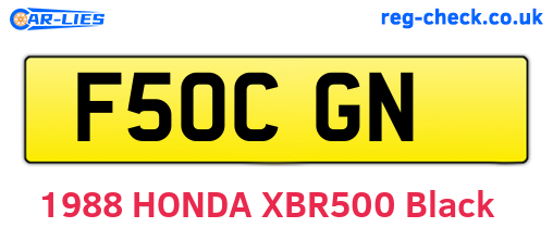 F50CGN are the vehicle registration plates.
