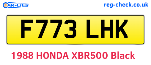 F773LHK are the vehicle registration plates.