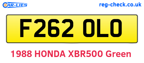 F262OLO are the vehicle registration plates.