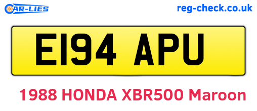 E194APU are the vehicle registration plates.