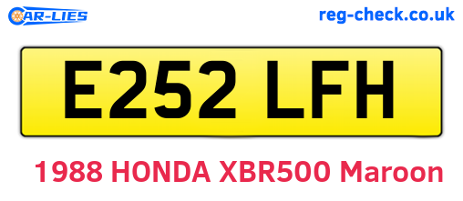 E252LFH are the vehicle registration plates.
