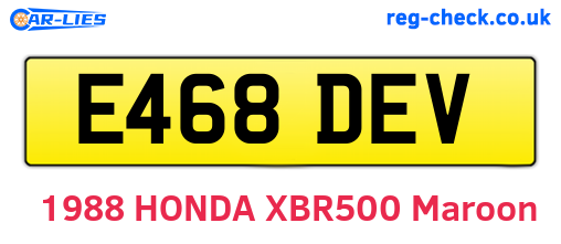 E468DEV are the vehicle registration plates.