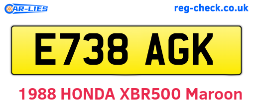E738AGK are the vehicle registration plates.