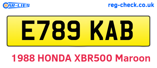 E789KAB are the vehicle registration plates.