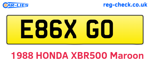 E86XGO are the vehicle registration plates.