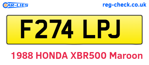 F274LPJ are the vehicle registration plates.